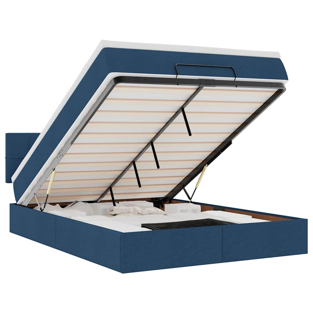 Osmannisk sengeramme med madras stof - blå, 140 x 200 cm, blok med firkanter - number 2.