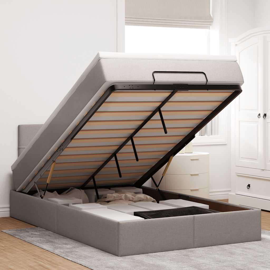 Osmannisk sengeramme med madras stof - gråbrun, 120 x 200 cm, blok med firkanter - number 1.