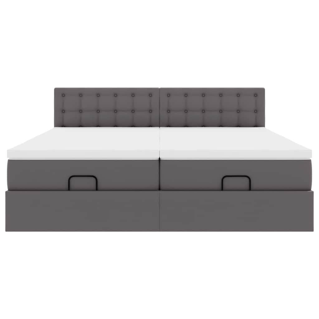 Osmannisk seng med madrasser & leds kunstlæder - grå, 180 x 200 cm - number 8.