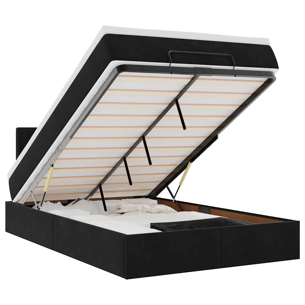 Osmannisk sengeramme med madras fløjl - sort, 120 x 200 cm, knapper - number 2.