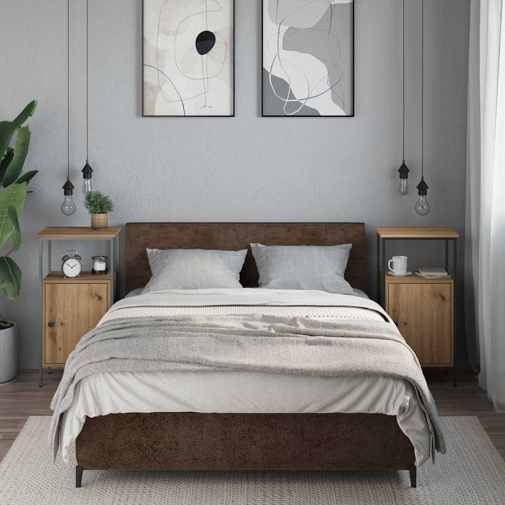 Sengeborde stk. 41x31x80 cm konstrueret træ kunsteg - artisan eg, 2 - number 3.
