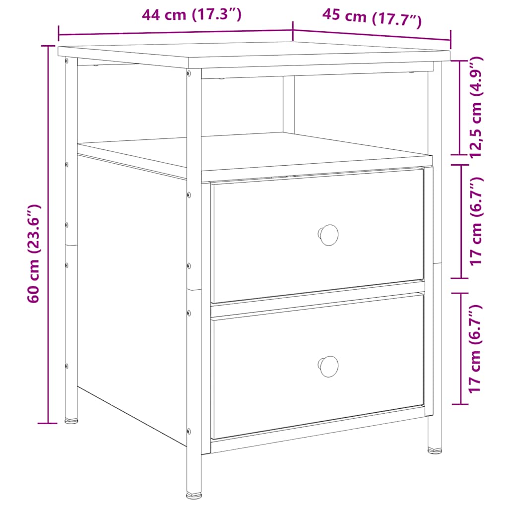 Noćni ormarići kom. 44x45x60 cm izrađeno drvo umjetni hrast - obrtnički hrast, 2 - number 11.