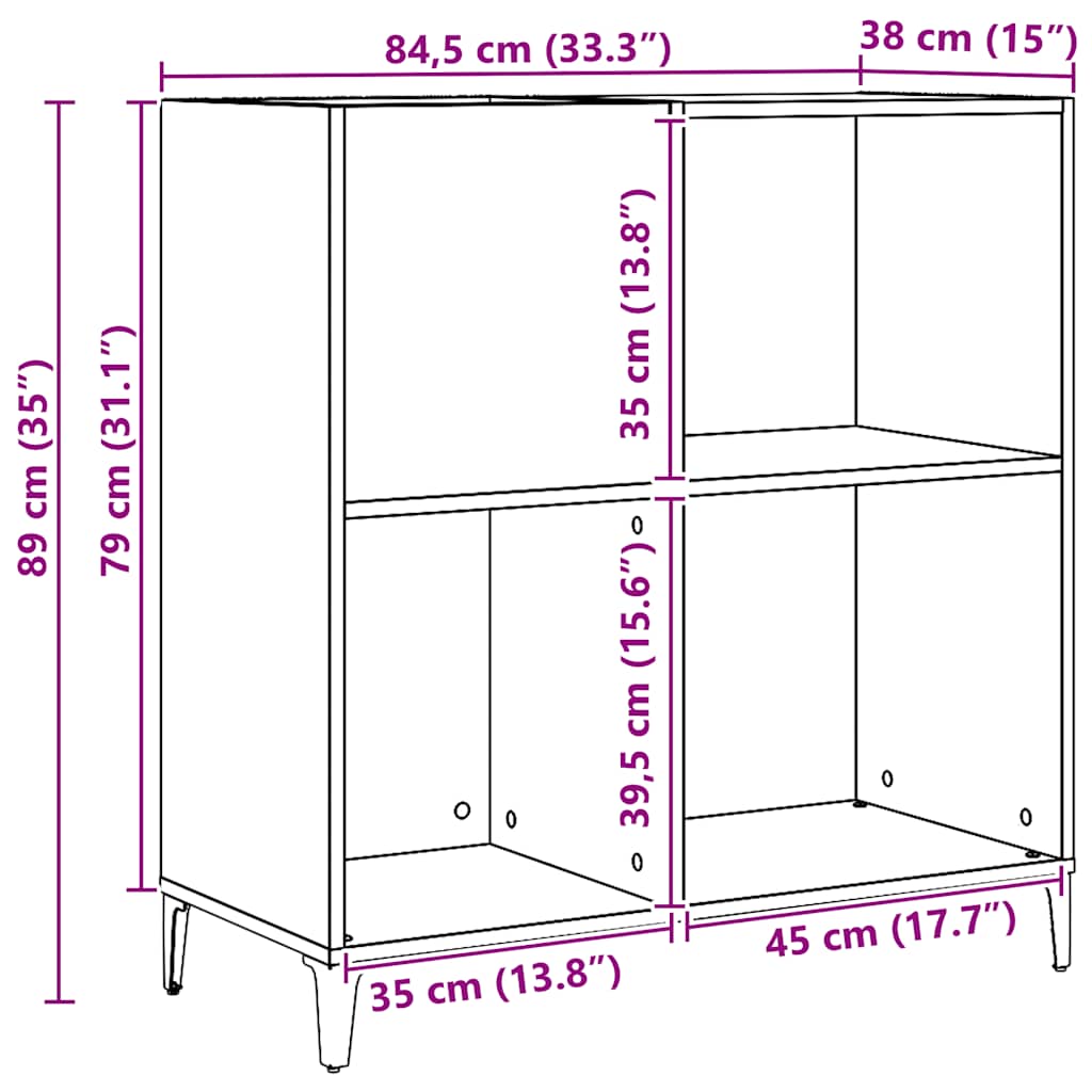 Vinylová skříňka 84,5x38x89 cm umělé dřevo umělé dub - řemeslný dub, 1 - number 10.