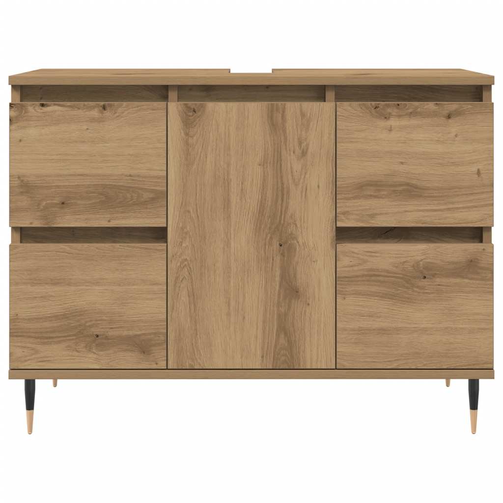 Szafka łazienkowa 80x33x60 cm drewno klejone sztuczny dąb - dąb - number 4.