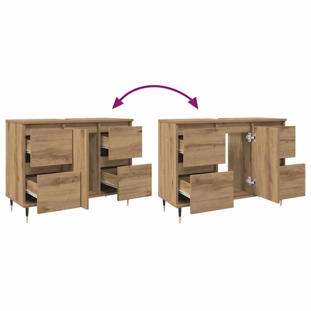 Szafka łazienkowa 80x33x60 cm drewno klejone sztuczny dąb - dąb - number 9.