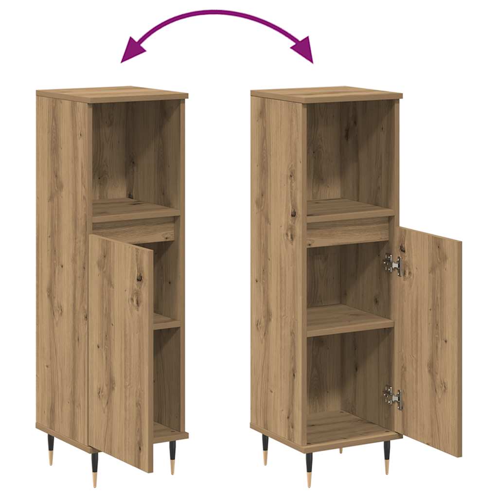 Szafka łazienkowa 30x30x100 cm drewno klejone sztuczny dąb - dąb - number 8.