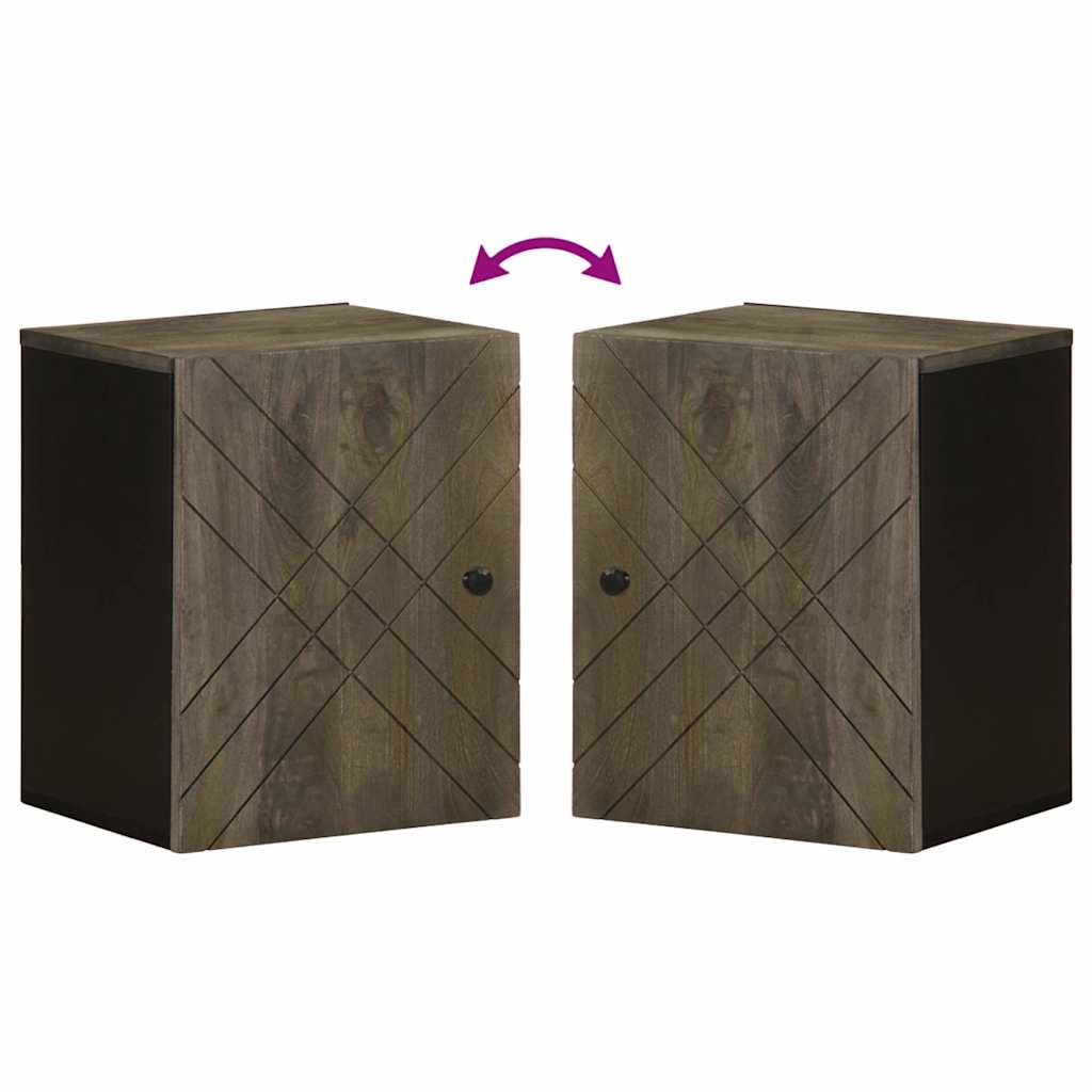 Szafka łazienkowa wisząca czarna 38x33x48 cm lite drewno mango - number 6.