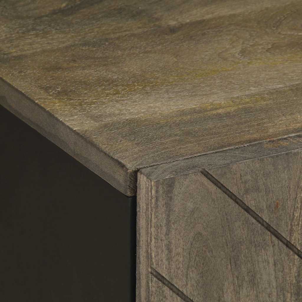 Szafka łazienkowa wisząca czarna 38x33x48 cm lite drewno mango - number 7.