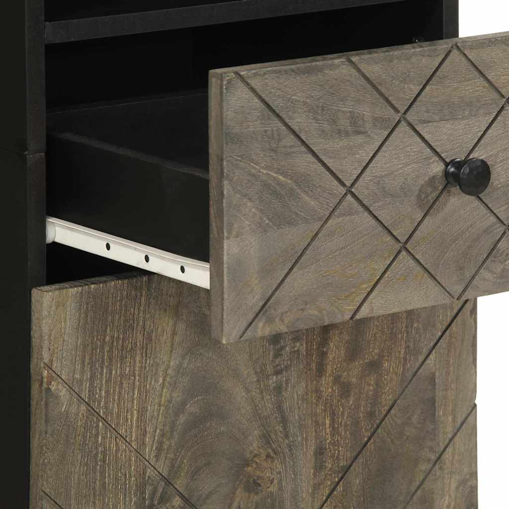 Szafka łazienkowa 38x33x160 cm lite drewno mango czarne - number 7.