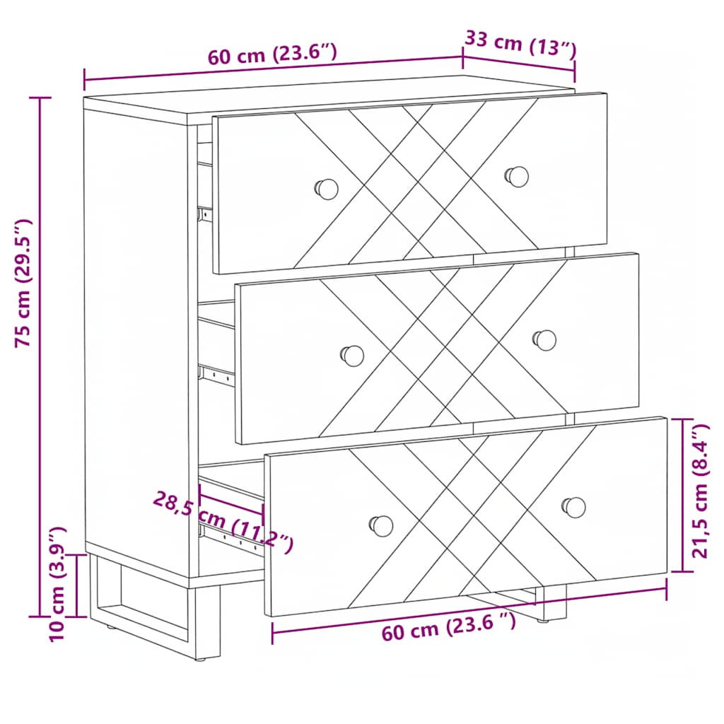 Skænk 60x33x75 cm massivt mangotræ sort - number 11.