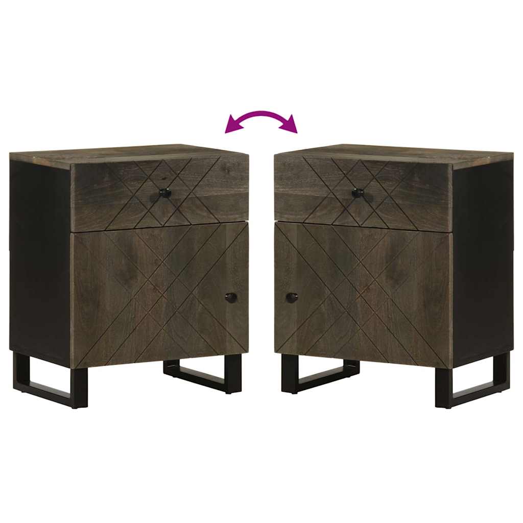 Noćni ormarić 50x33x60 cm puno mango drvo crni - ooo 1 - number 6.