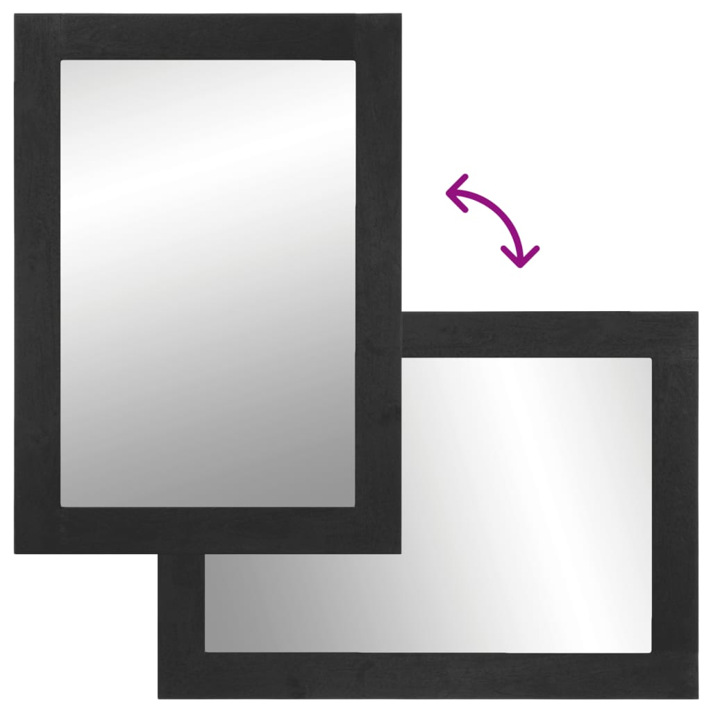 Lustro łazienkowe 50x70x2,5 cm konstrukcja drewno i mosiądz czarny - number 4.