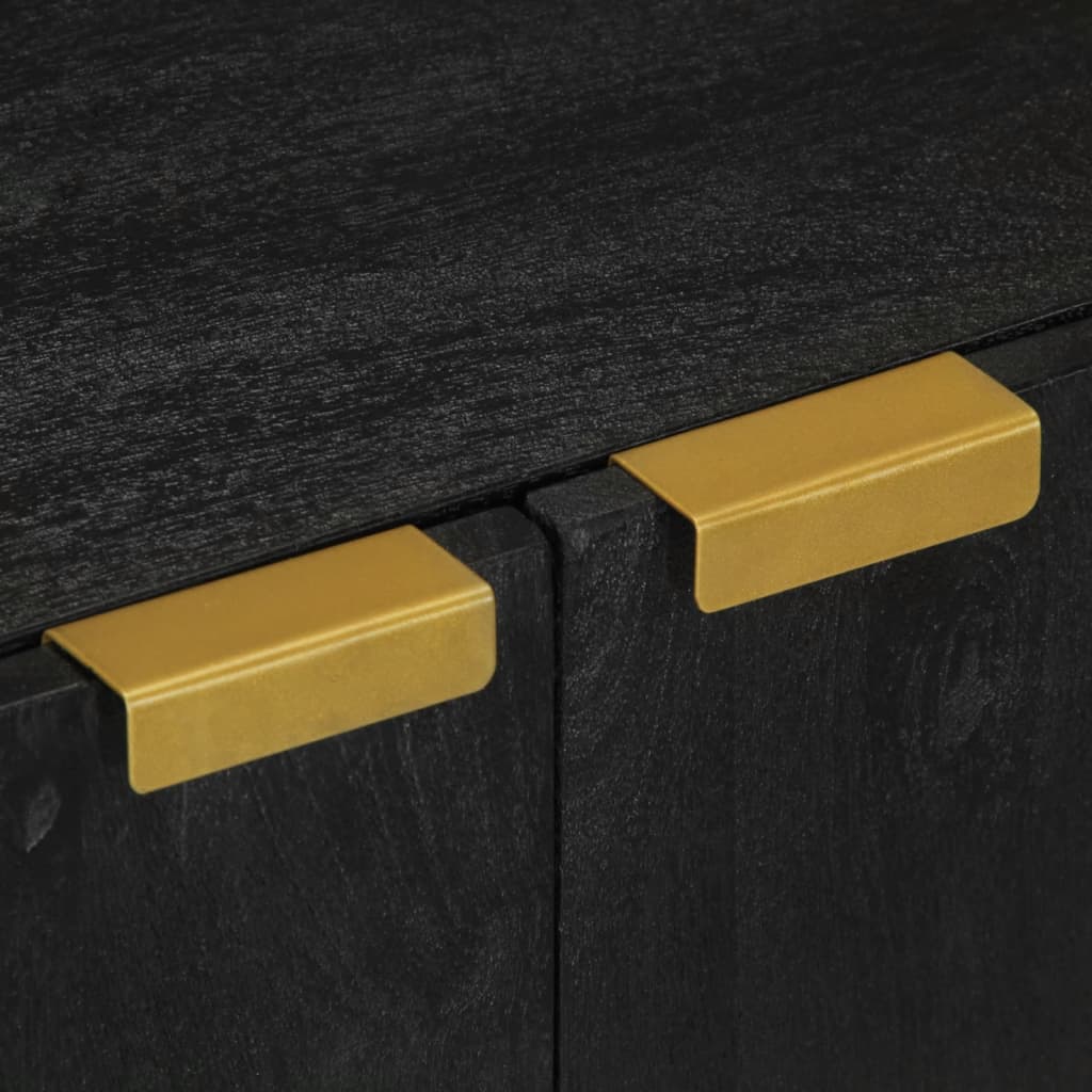 Szafka dolna pod zlew 62x33x58 cm drewno klejone - czarne, drewno klejone lite drewno mango mosiądz, 62 x 33 x 58 cm (dł. x szer. x wys.) - number 7.