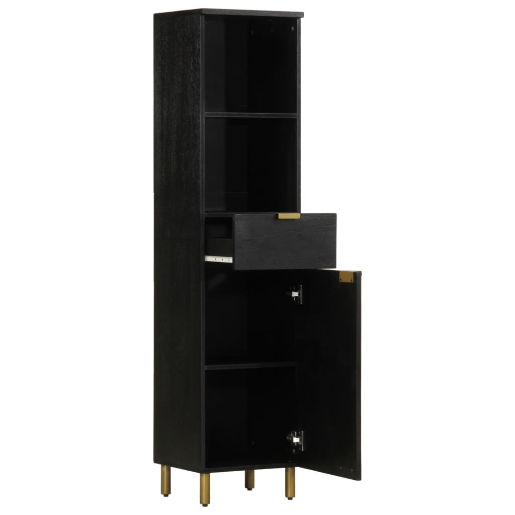 Szafka łazienkowa 38x33x160 cm lite drewno mango czarne - number 2.