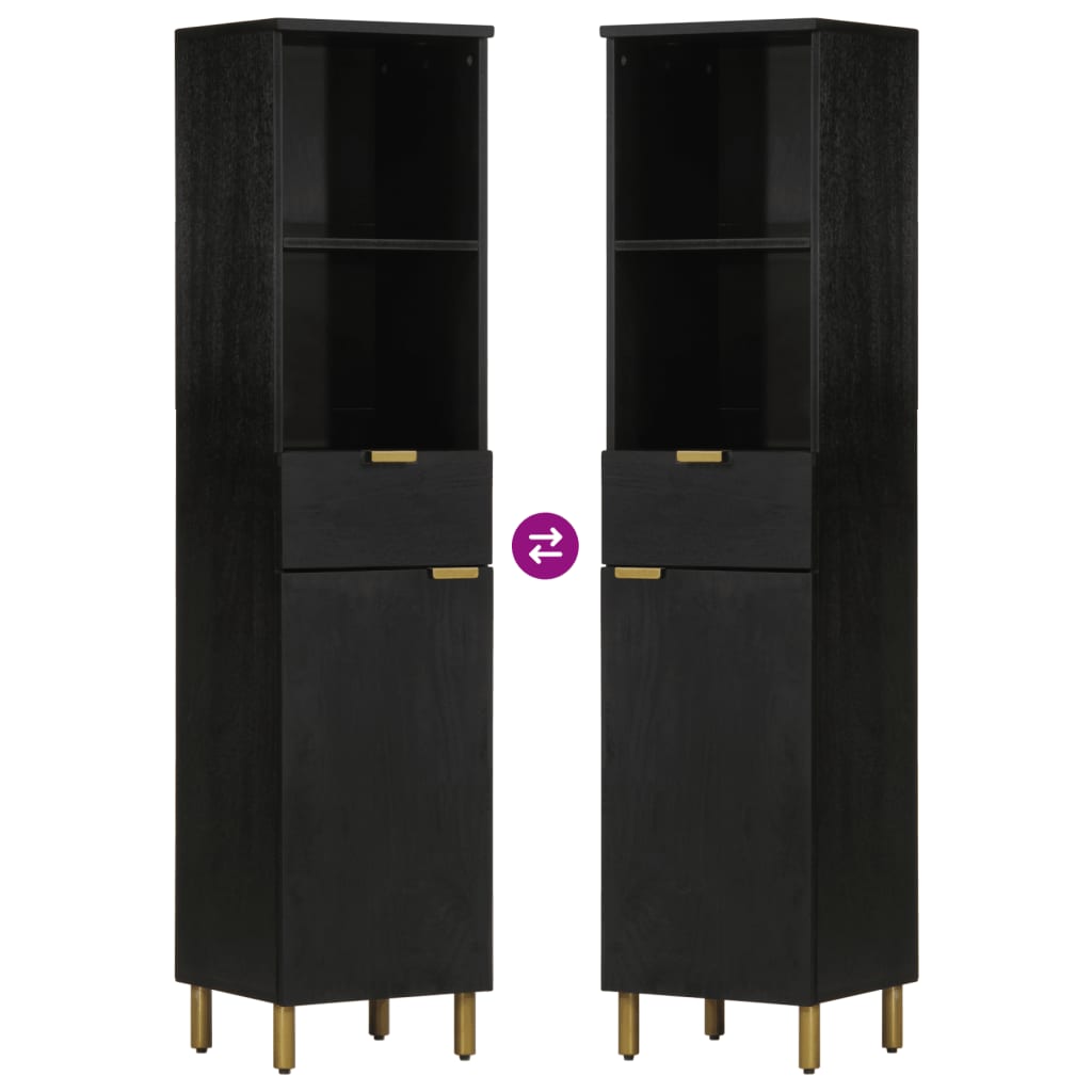 Szafka łazienkowa 38x33x160 cm lite drewno mango czarne - number 6.