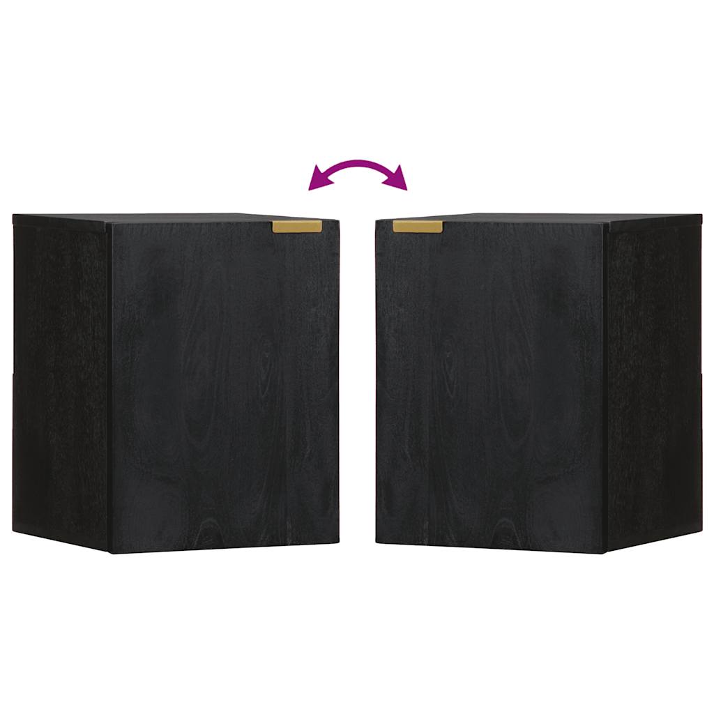 Szafka ścienna do łazienki 38x33x48 cm drewno klejone czarne - number 6.