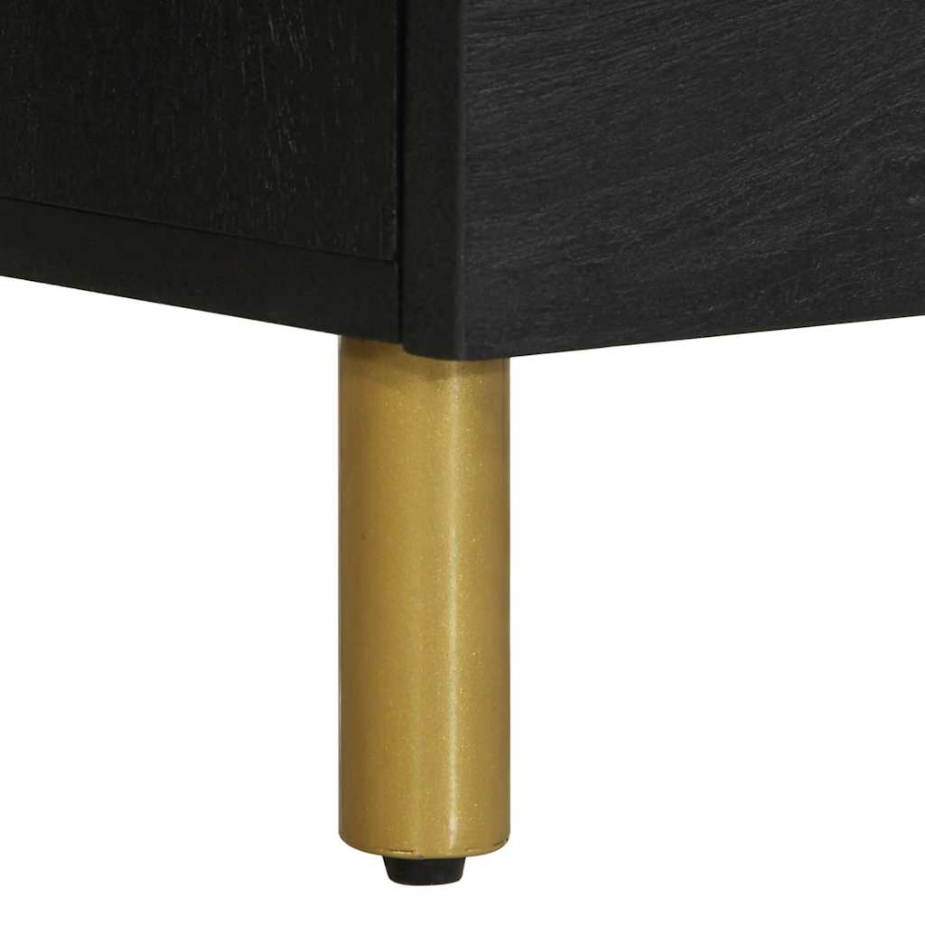 Noćni ormarić izrađeno drvo 50x33x62 cm - crno, izrađeno drvo masivno drvo mango mesing - number 8.