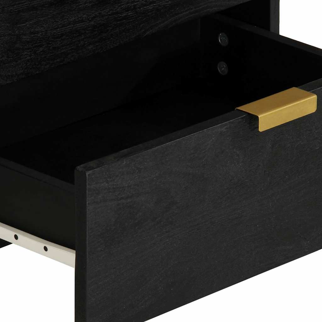 Noćni ormarić izrađeno drvo 50x33x62 cm - crno, izrađeno drvo masivno drvo mango mesing - number 7.