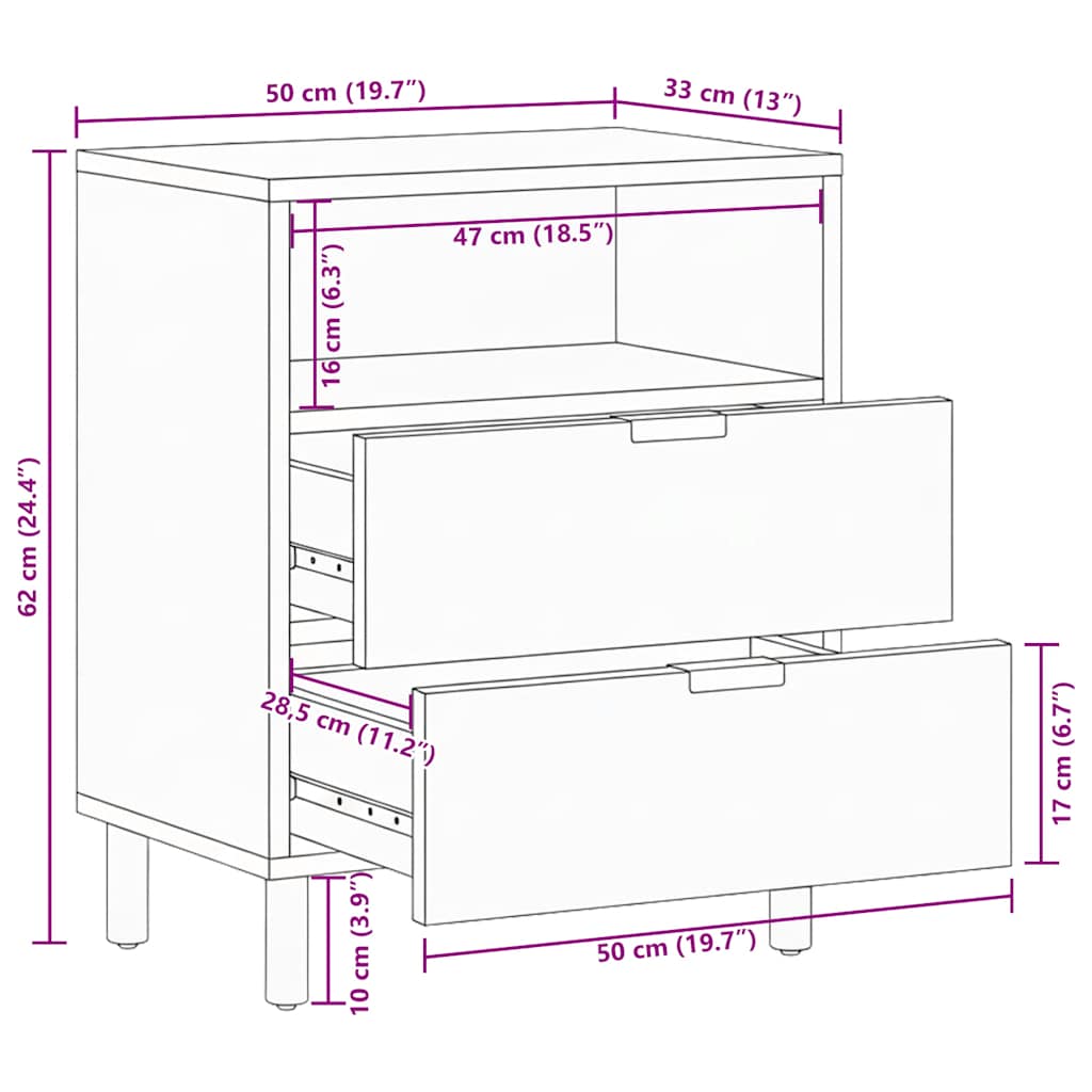 Noćni ormarić izrađeno drvo 50x33x62 cm crni - number 11.