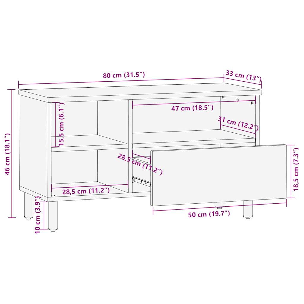 Tv-bord 80x33x46 cm konstrueret træ sort - 80 x 33 x 46 cm (l x b x h) - number 12.