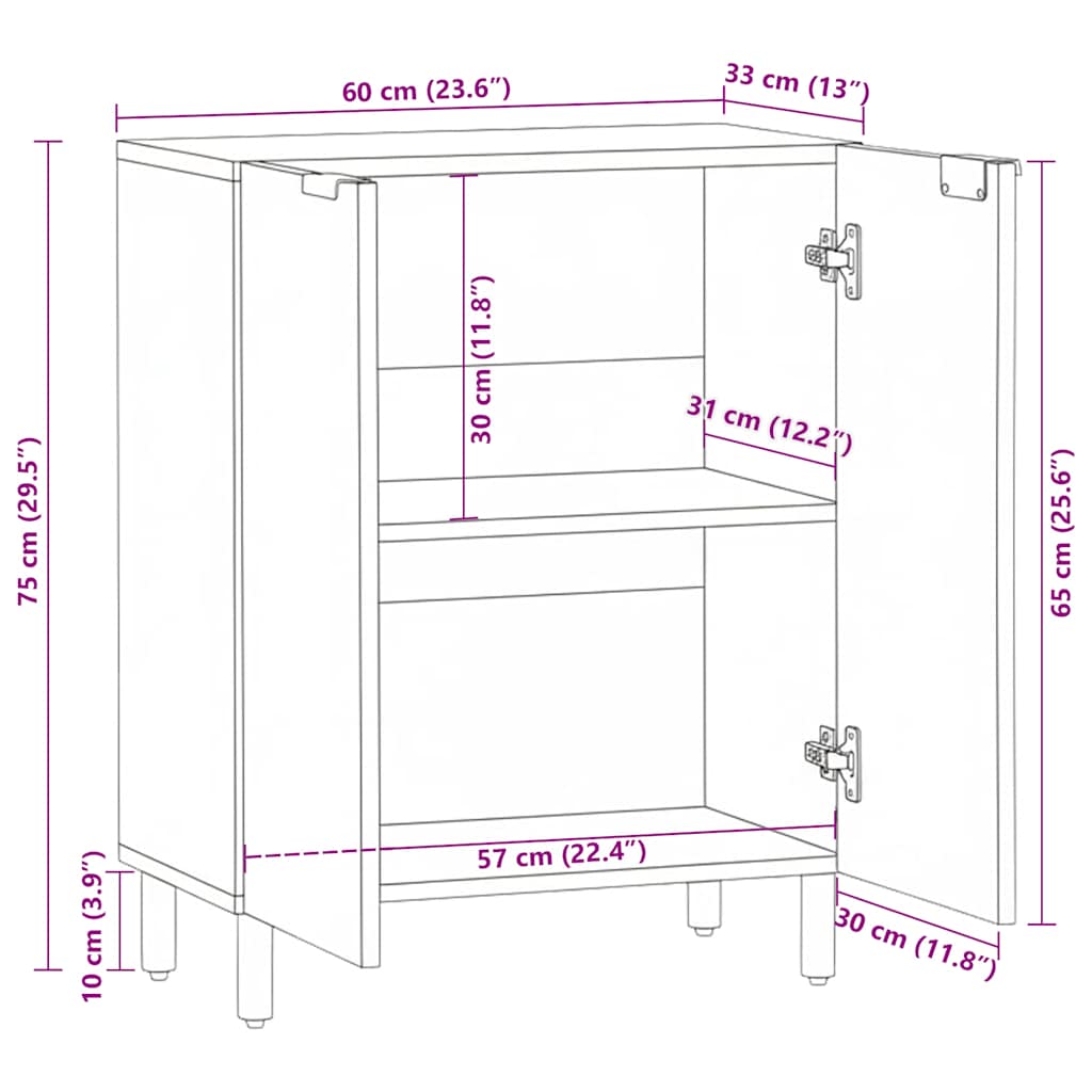 Skab 60x33x75 cm konstrueret træ sort - number 11.
