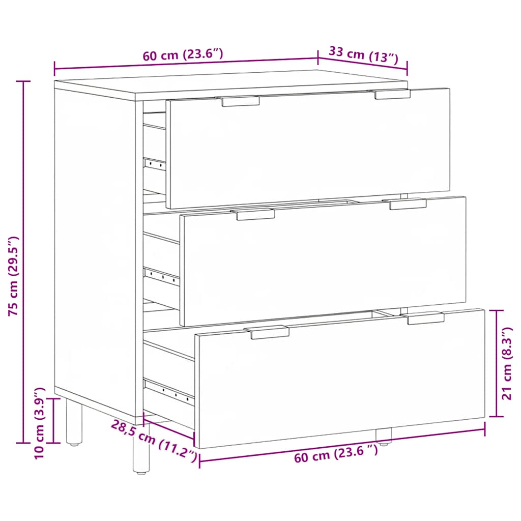 Skab 60x33x75 cm konstrueret træ sort - number 11.