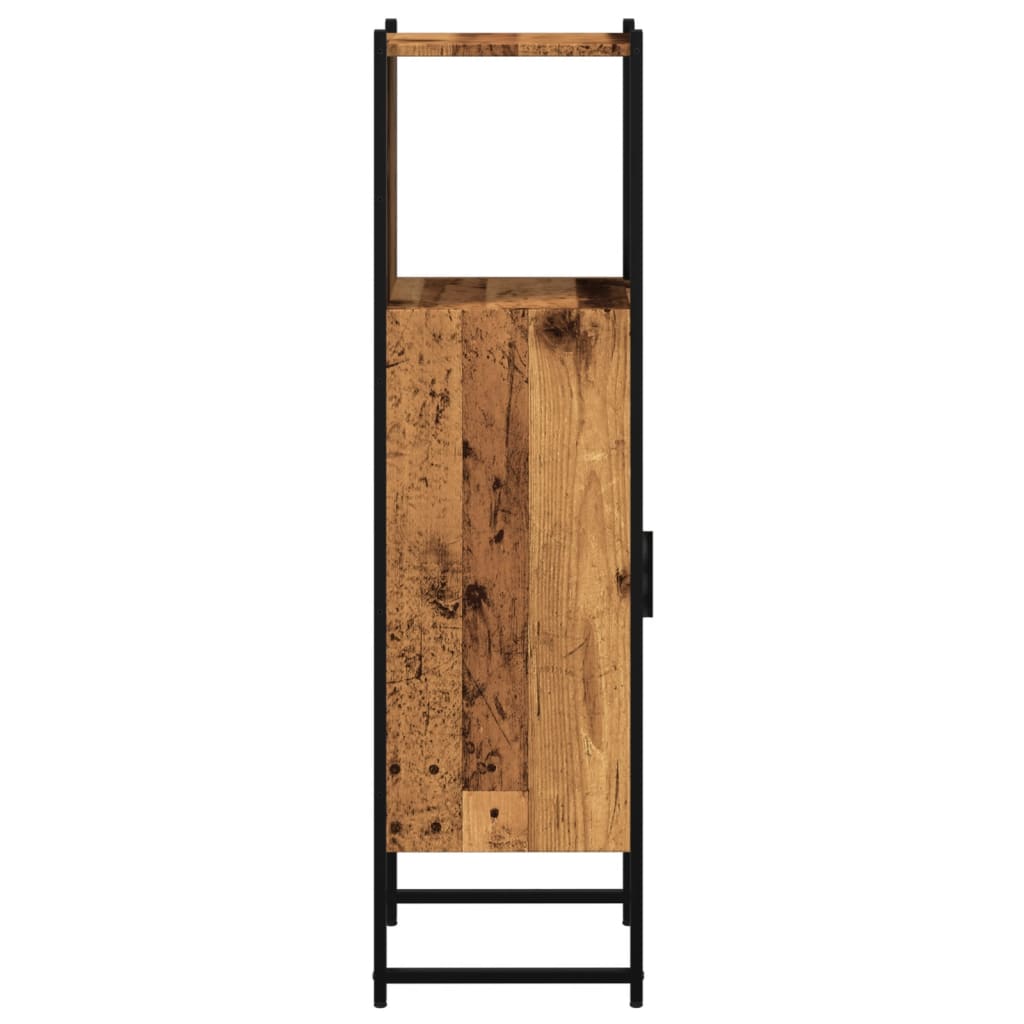 Badeværelsesskab 33x33x120,5cm konstrueret træ gammelt trælook - number 5.