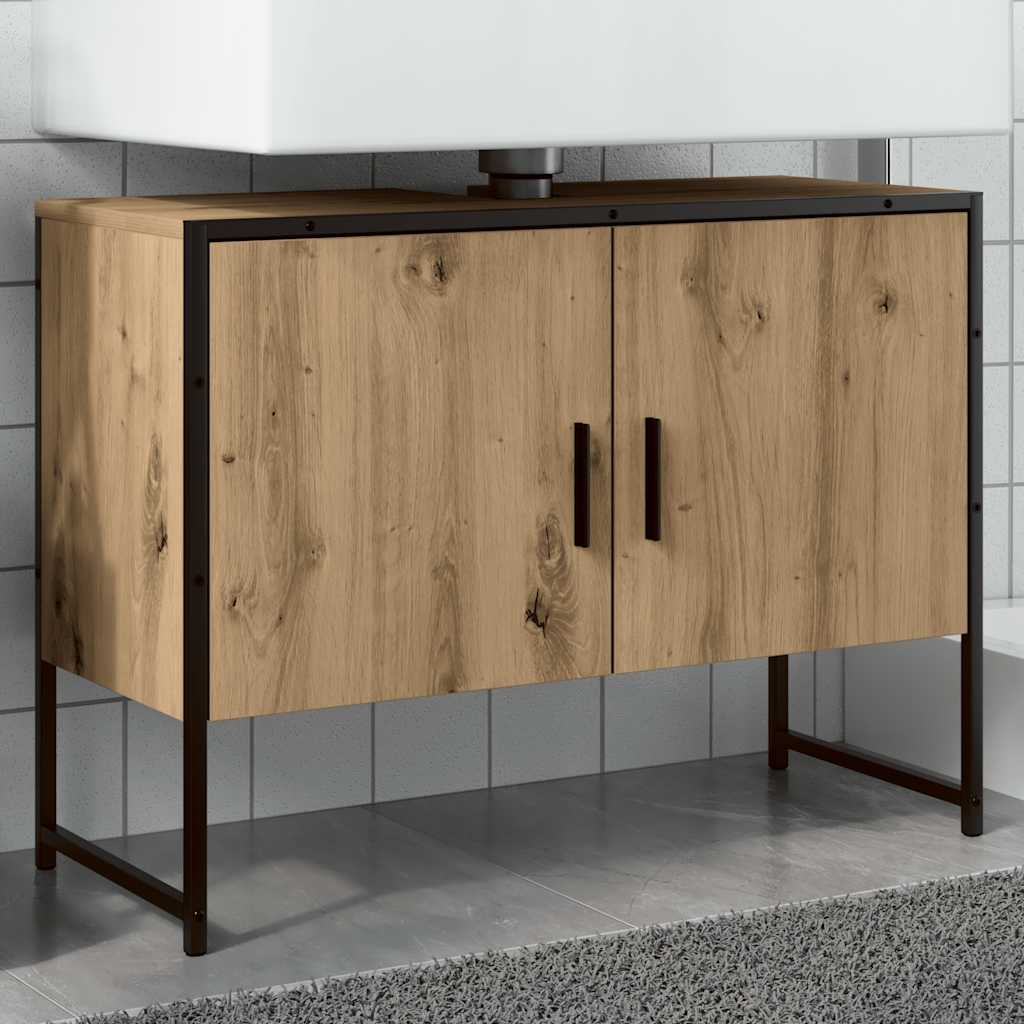 Underskab til badeværelse 80x33x60 cm konstrueret træ kunsteg - artisan eg, 1, 80 cm - number 1.