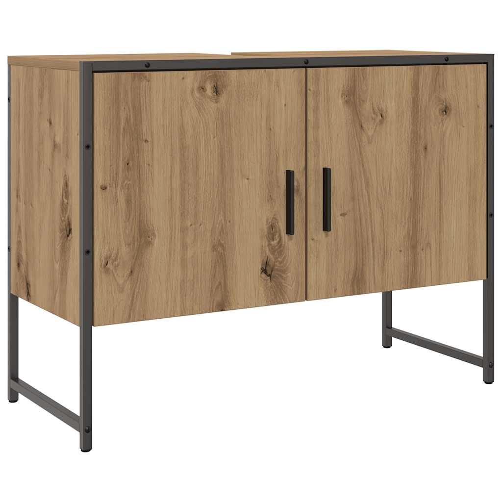 Underskab til badeværelse 80x33x60 cm konstrueret træ kunsteg - artisan eg, 1, 80 cm - number 2.