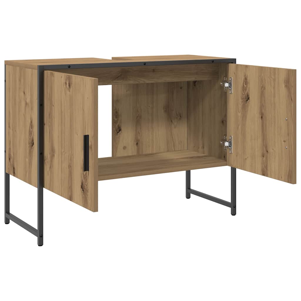 Underskab til badeværelse 80x33x60 cm konstrueret træ kunsteg - artisan eg, 1, 80 cm - number 5.