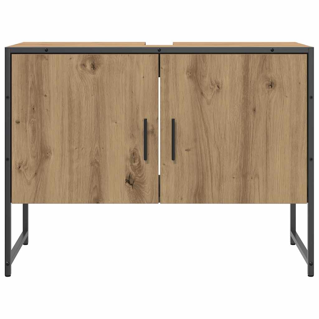 Underskab til badeværelse 80x33x60 cm konstrueret træ kunsteg - artisan eg, 1, 80 cm - number 4.