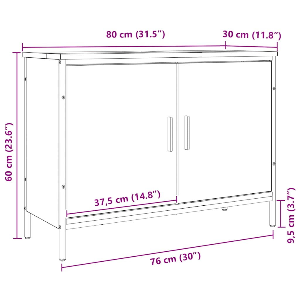 Ormarić za pranje 80x30x60 cm izrađeno drvo umjetni hrast - hrast, 80x30x60 cm (šxdxv) - number 12.