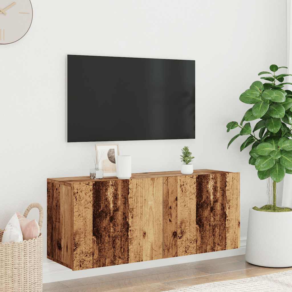 Væghængt tv-bord 100x30x41 cm gammelt træ-look - gammelt træ, 1, 100 cm - number 3.