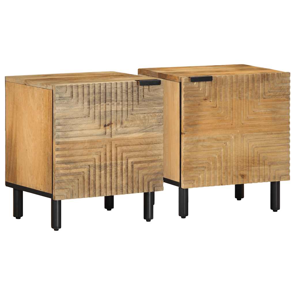 Sengeborde stk. 40x33x46 cm massivt brun - 2, mangotræ - number 1.