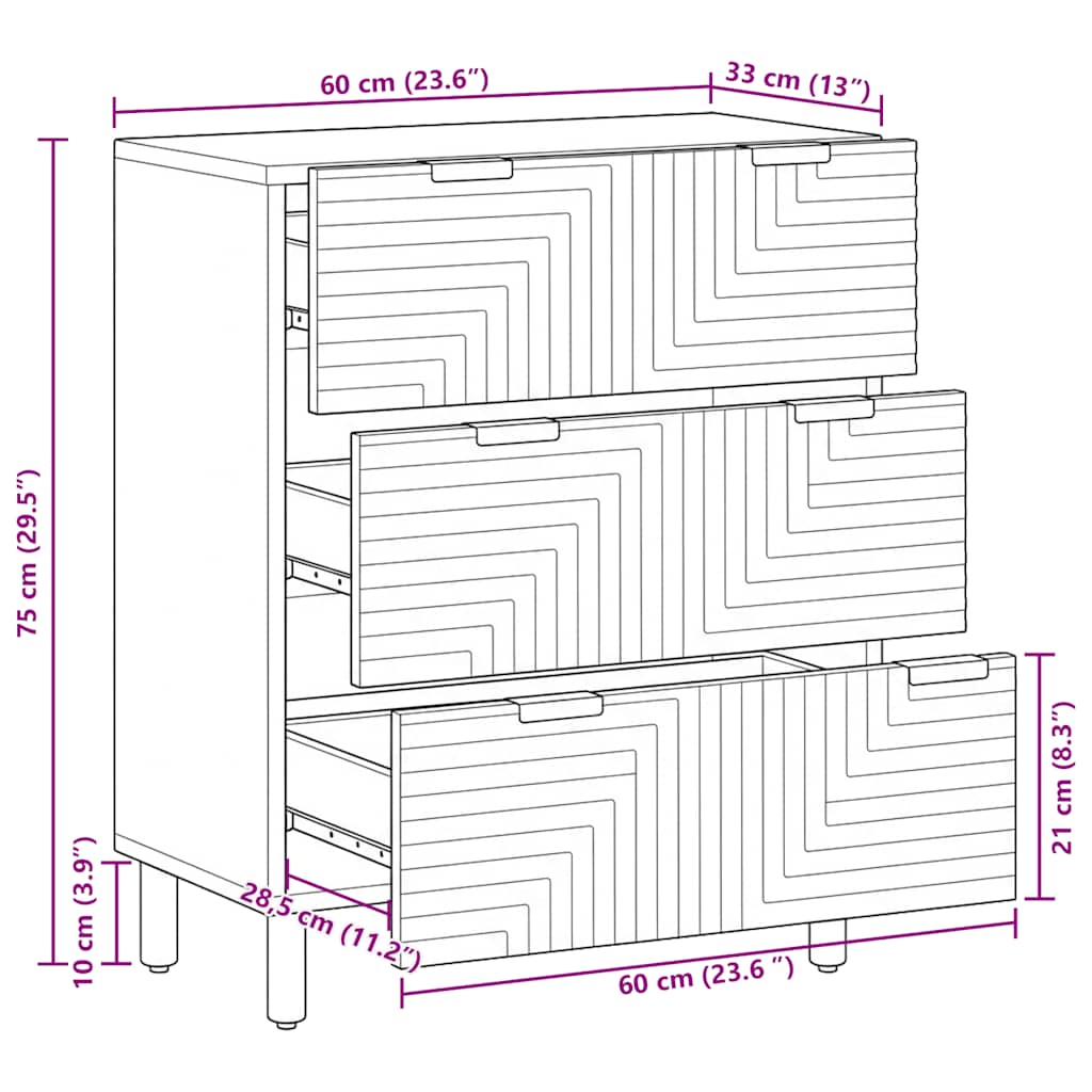 Bočna ploča 60x33x75 cm čvrsta bakacija - number 10.