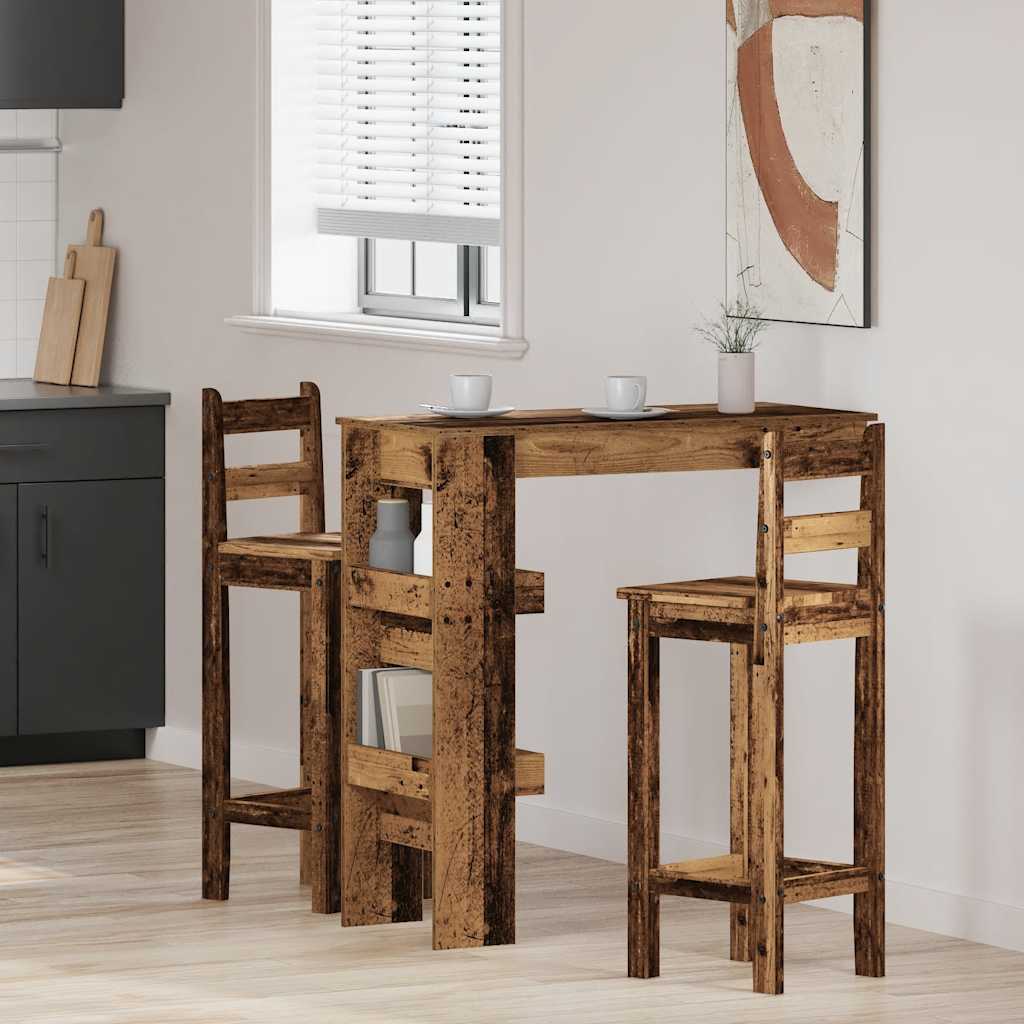 Vägghängt barbord 102x45x103,5 cm konstruerat trä antikt trä - number 3.