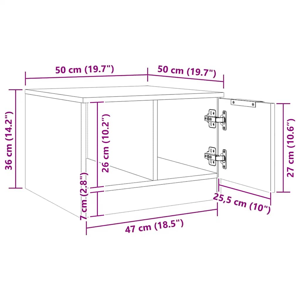 Stolić za kavu 50x50x36 cm izrađeno drvo umjetni hrast - obrtnički hrast, 1 - number 12.