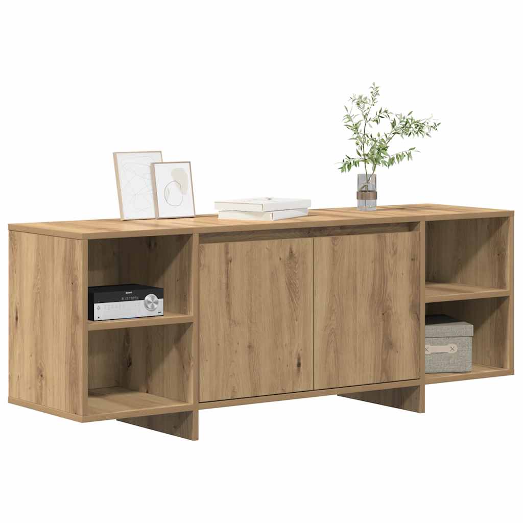 Tv table 130x35x50 cm engineered wood artificial oak - artisan oak, 1 - number 3.
