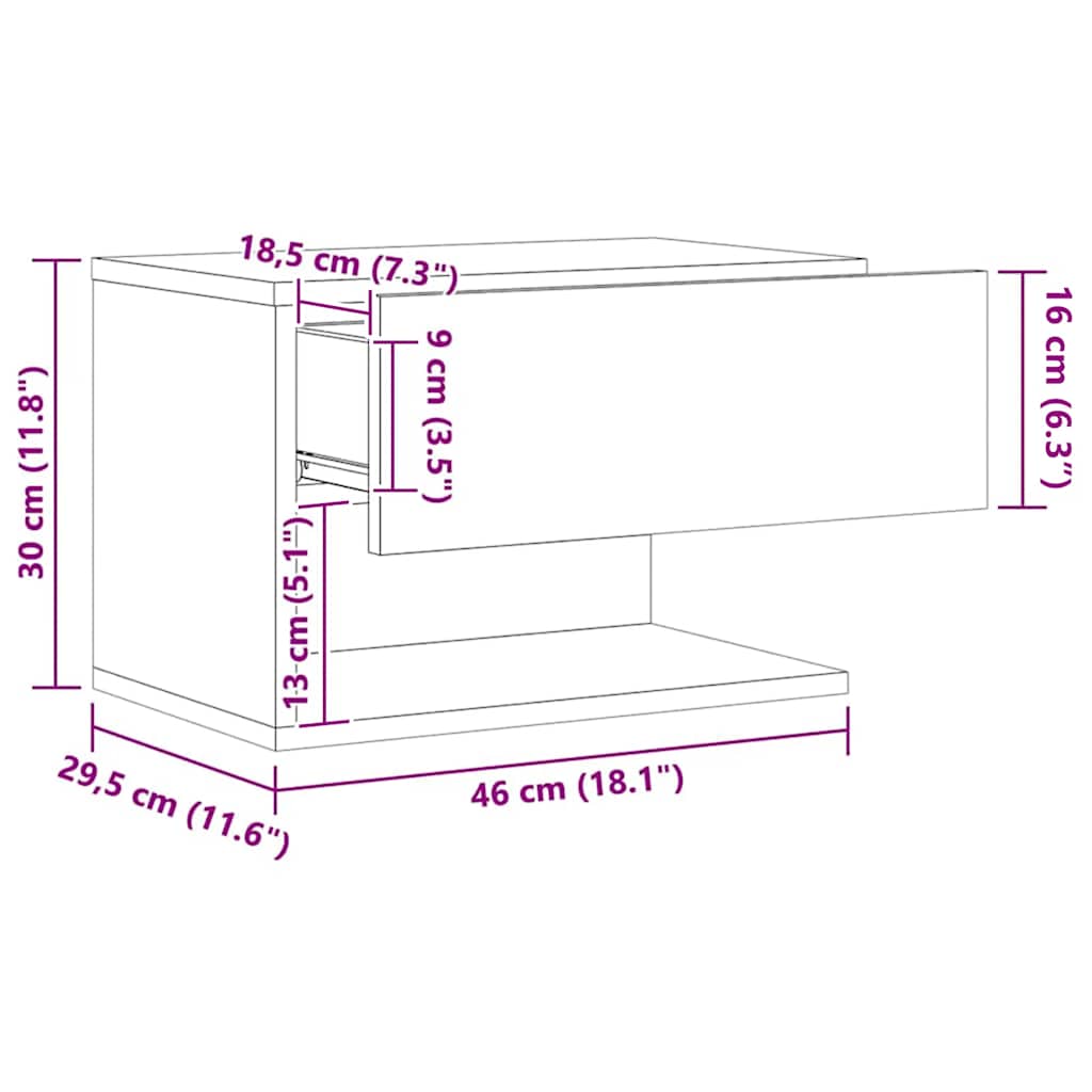 Szafki nocne ścienne szt. kolor dąb - number 12.