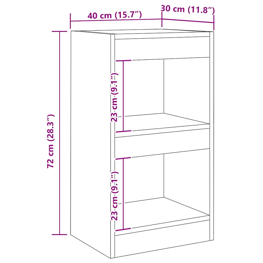 Bogreol/rumdeler 40x30x72 cm kunsteg - number 10.