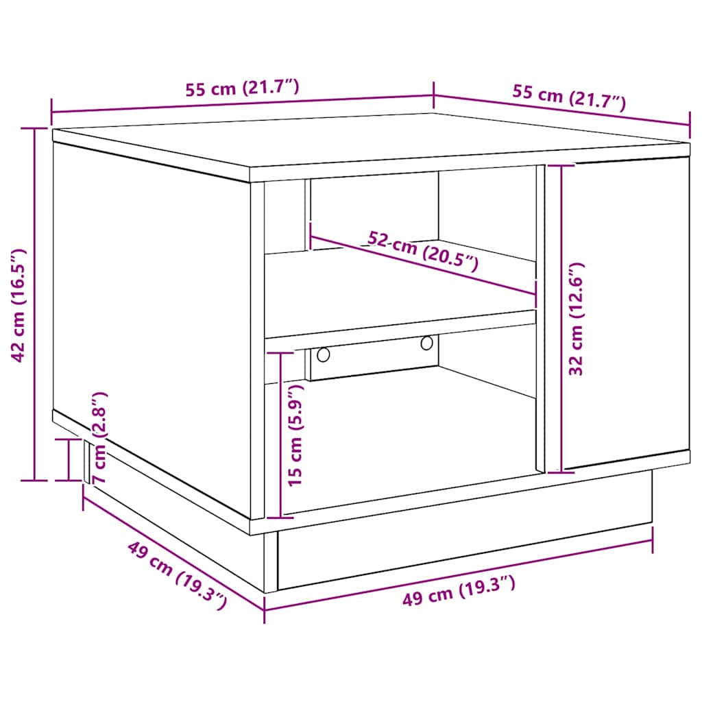 Stolić za kavu 55x55x42 cm izrađeno drvo umjetni hrast - umjetni hrast, ooo 4, 1 - number 9.