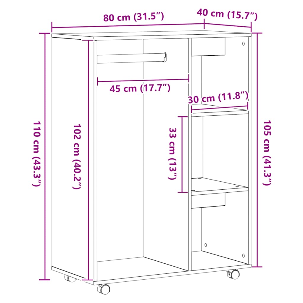 Ormar 80x40x110 cm obrađeno drvo umjetni hrast - umjetni hrast, 1 - number 10.