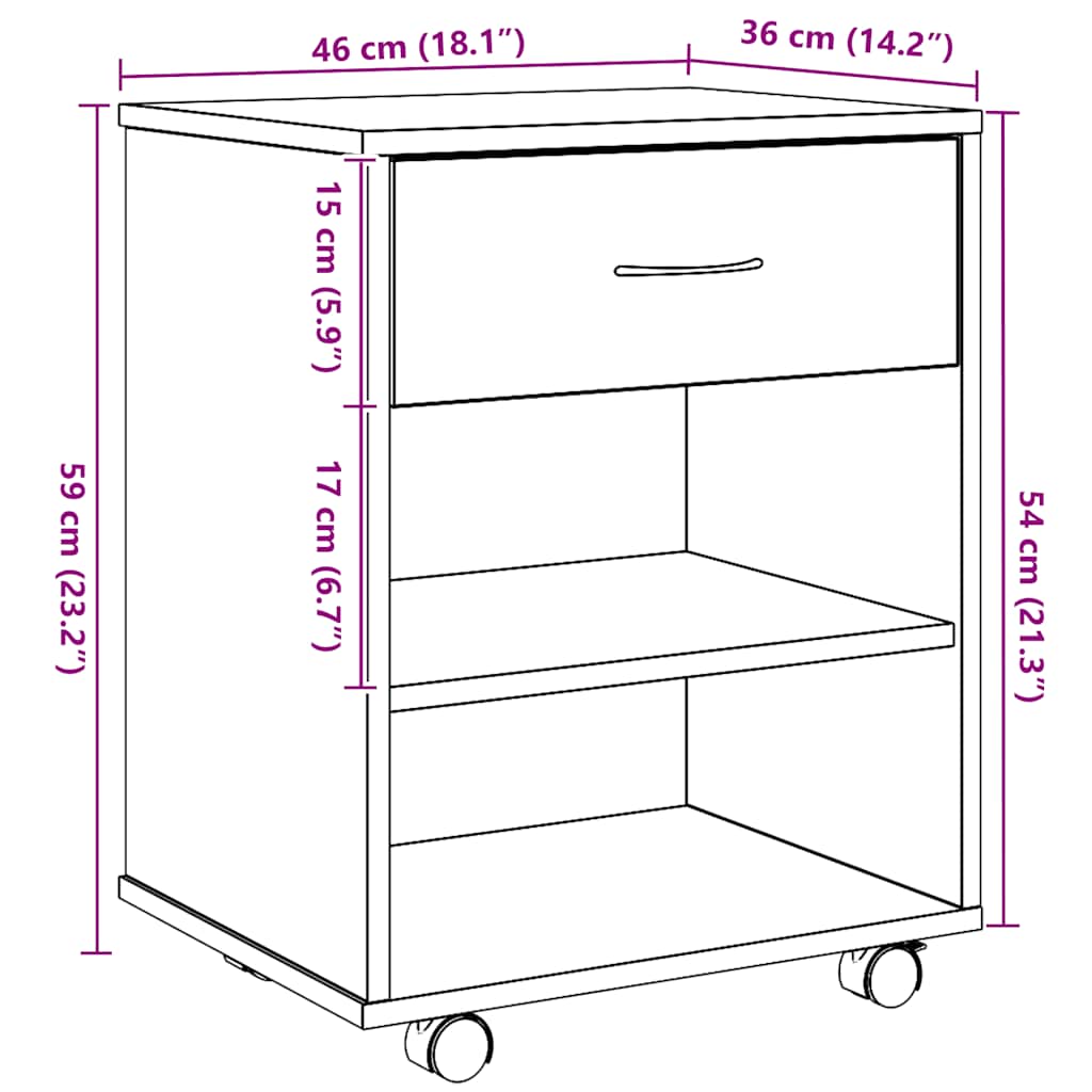 Pokretni stol 46x36x59 cm obrađeno drvo umjetni hrast - obrtnički hrast, 1 - number 11.