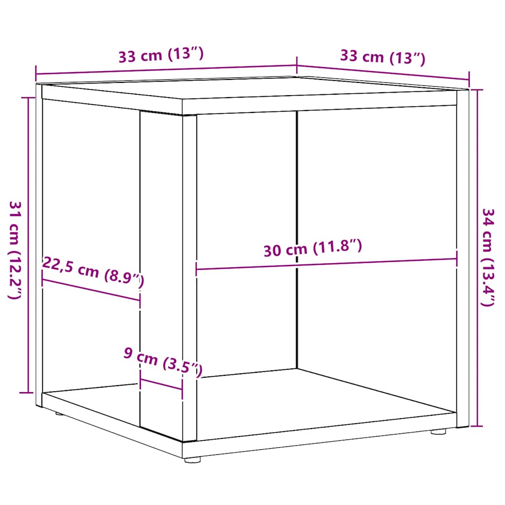 Pomoćni stol 33x33x34 cm izrađeno drvo umjetni hrast - umjetni hrast, 1 - number 9.