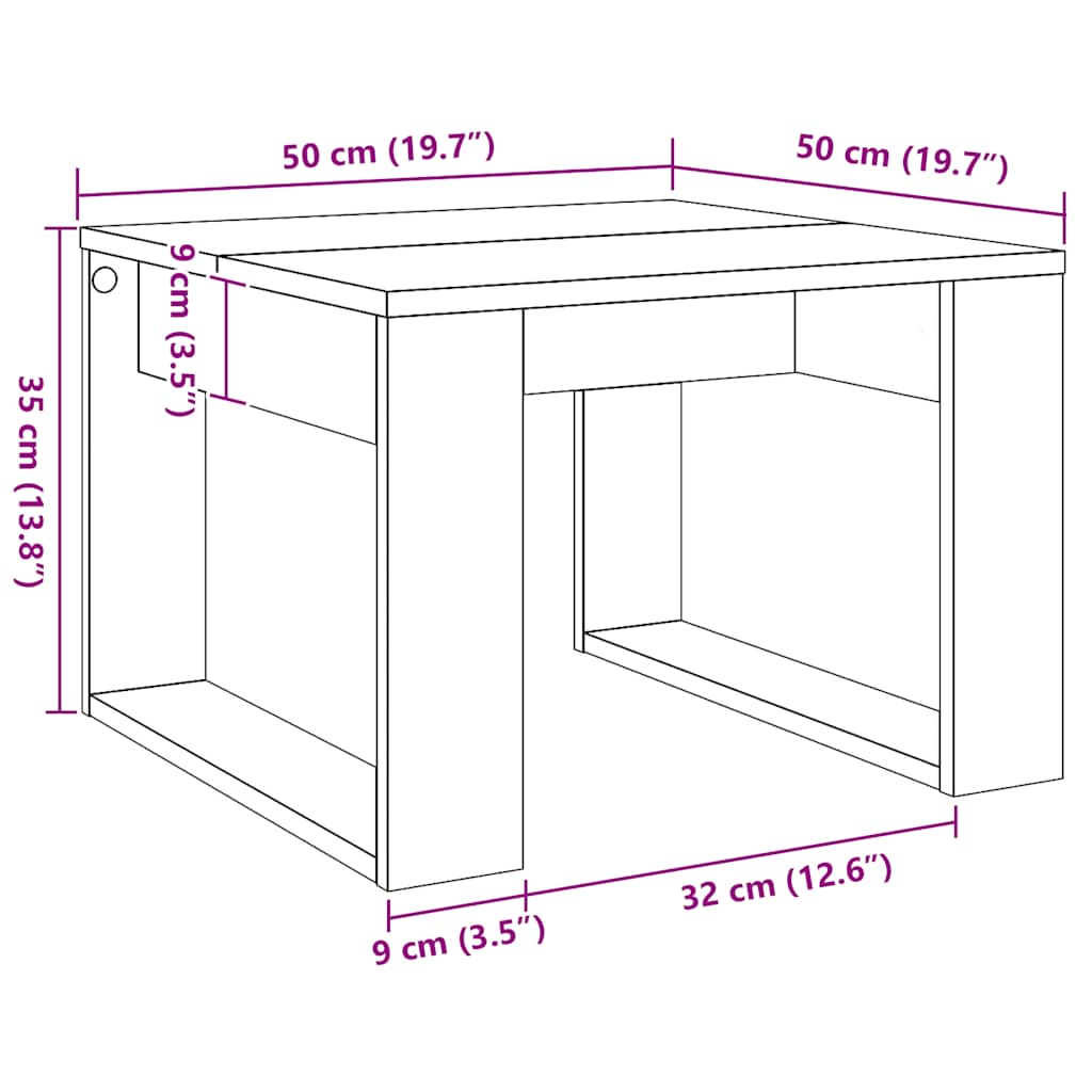 Stolik pomocniczy 50x50x35 cm drewno klejone sztuczny dąb - dąb rzemieślniczy, 1 - number 9.