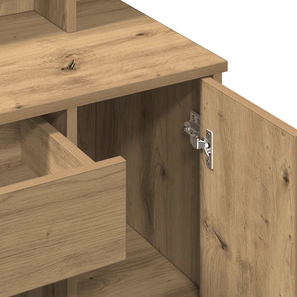 Makeupbord med led-lys 86,5x35x136 cm kunsteg - artisan eg, 1 - number 11.