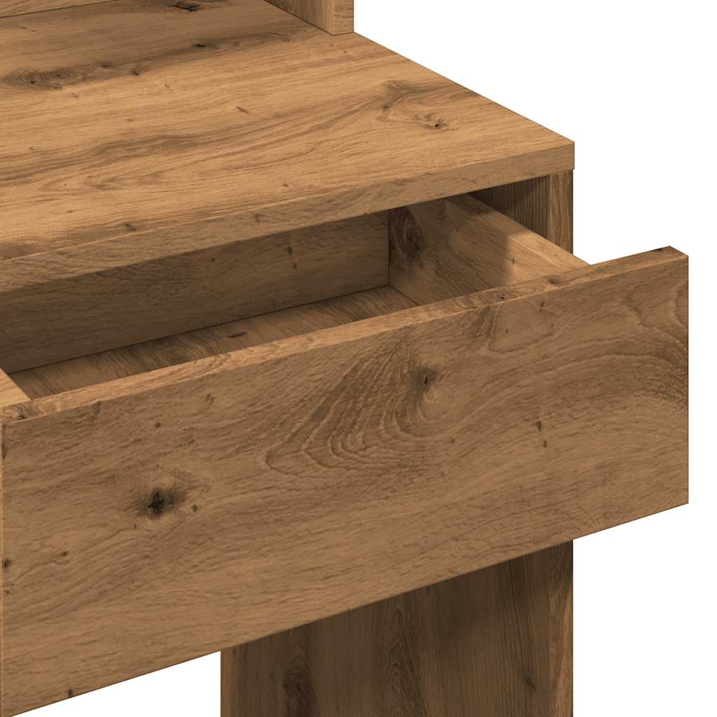 Makeupbord med led-lys 74,5x40x141 cm kunsteg - artisan eg, 1 - number 12.