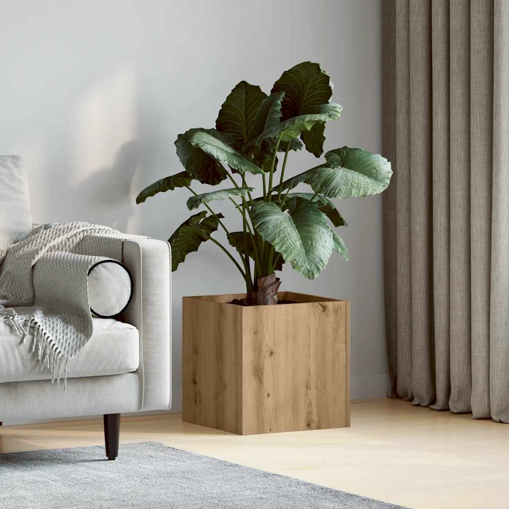 Žardinjera 40x40x40 cm izrađeno drvo umjetni hrast - obrtnički hrast, 1 - number 1.