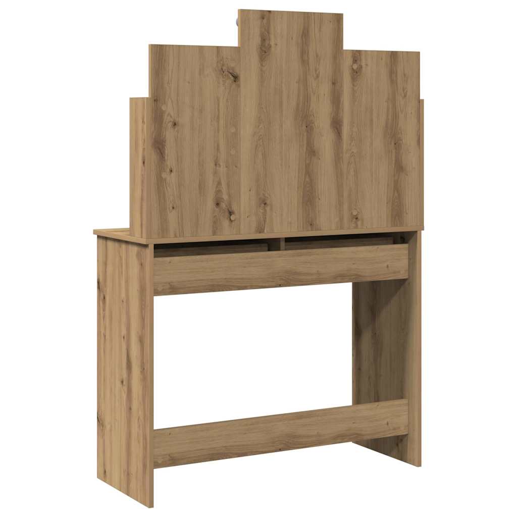 Makeupbord med led-lys 96x40x142 cm kunsteg - artisan eg, 1 - number 8.