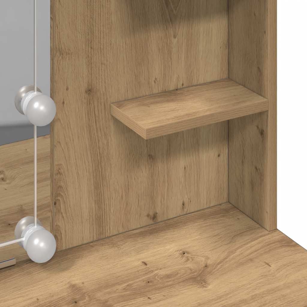 Makeupbord med led-lys 96x40x142 cm kunsteg - artisan eg, 1 - number 10.